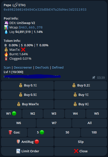 buying tokens with sigma bot