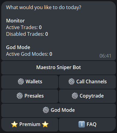 maestrobot main menu start