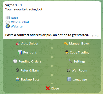 star view of telegram with sigma bot