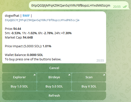 buying token with bonkbot