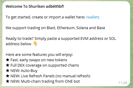 shuriken bot start screen