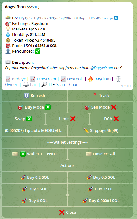 SolTradingBot buying tokens