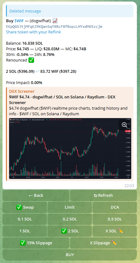 Token buying interface